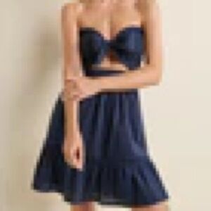 Navy Strapless Reversible Tie-Front Dress